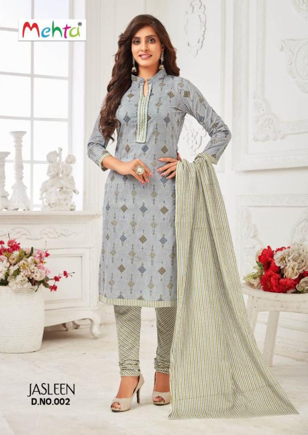 Mehta Jasleen Cambric Cotton Designer Patiyala Suit